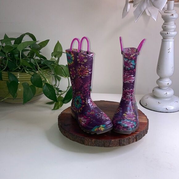 WESTERN CHIEF 1 Floral Print Rain Boots - Picture 1 of 12